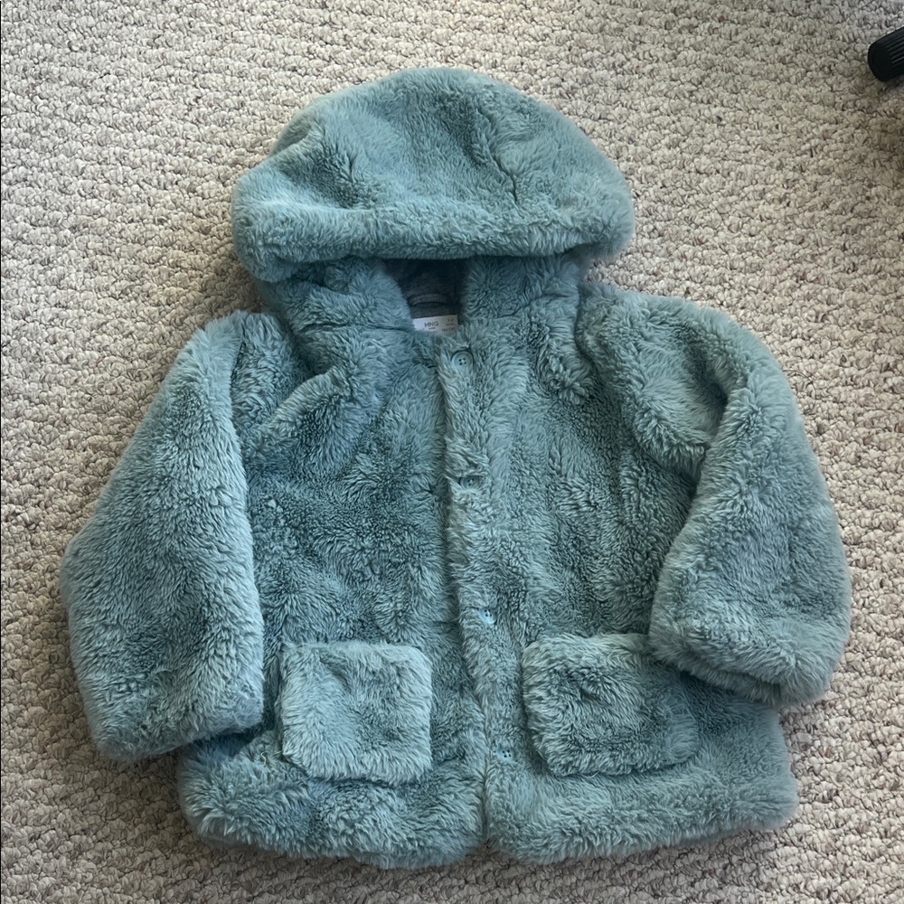 Mango Kids' Teal Fleece Puffer Jacket